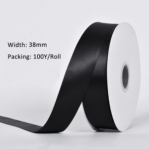 Tersedia 4cm pita poliester hitam pita kotak pembungkus Hadiah mewah pita Satin kustom hitam - Product Image 5