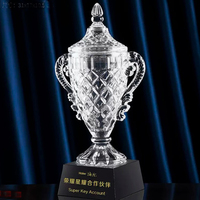 Trophée en verre cristal pour coupe de football, prix direct usine, best-seller, pour récompense d'événements sportifs