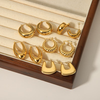 Boucles d'oreilles créoles en acier inoxydable plaqué or 18 carats pour femme, créoles épaisses dorées, style vintage, cadeau de fête, vente en gros, OEM