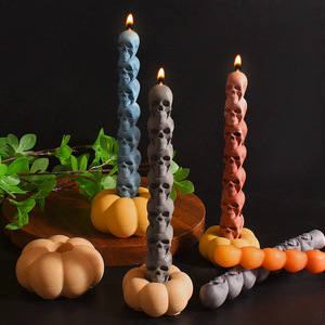 KK806 DIY handgemachte Kürbis schädel lange Bürsten halter Kerze Halloween Kerze sieben Schädel Kürbis Kerzenhalter Kerze Silikon form - Product Image 1