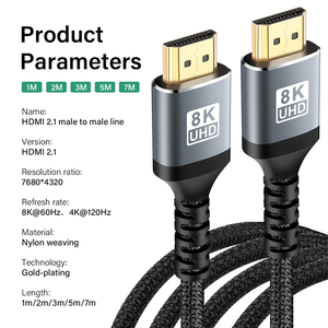 Câble <span class=keywords><strong>HDMI</strong></span> 2.1 8K 48 Gbps 8K 60 Hz 4K 120 Hz <span class=keywords><strong>HDMI</strong></span> vers <span class=keywords><strong>HDMI</strong></span> pour HDTV PC Ordinateur portable Projecteur PS5 Moniteur TV BOX - Product Image 2