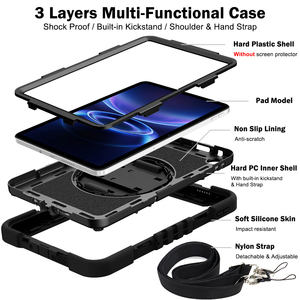 Nouvelle coque de tablette 2026 avec dragonne rotative à 360° pour <span class=keywords><strong>Redmi</strong></span> <span class=keywords><strong>Pad</strong></span> 2 9.7, antichoc robuste, <span class=keywords><strong>3</strong></span> couches silicone PC, Funda pour Redmipad SE 2 - Product Image 3