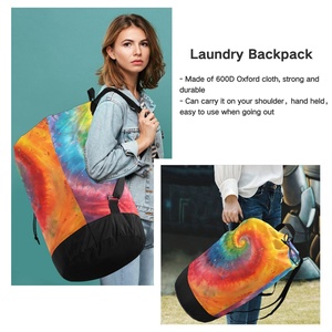 Sacs à dos de rangement pliables grande capacité, résistants à l'eau, avec imprimé tie-dye personnalisé, design tendance style hawaïen, pour la maison - Product Image 6