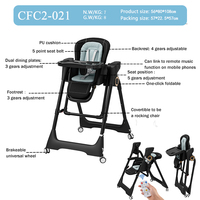 Chaise haute électrique intelligente pour bébé Clafbebe en plastique avec musique Bluetooth, télécommande, hauteur réglable sur 5 niveaux, pour nourrissons de 6 à 36 mois