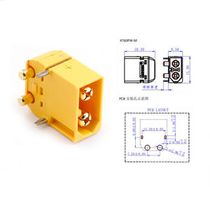 Connecteur PCB Amass Original <span class=keywords><strong>XT60PW</strong></span> à angle droit 90 degrés, plaqué or cuivre, 35A 500V, adaptateur <span class=keywords><strong>m</strong></span>âle-femelle pour alimentation - Product Image 4
