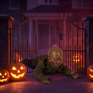 Décoration d'extérieur pour maison hantée d'Halloween : Bébé fantôme rampant en plastique, animatronique, effrayant et mobile - Product Image 5