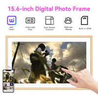 Marco de Fotos Digital HD de 15.6 Pulgadas con Pantalla Táctil IPS y WiFi, Compatible con MP4/MP3, Decoración del Hogar y Montaje en Pared