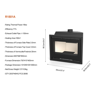 R1801A 16KW Intérieur Moderne Européen <span class=keywords><strong>Intégré</strong></span> Chauffage À <span class=keywords><strong>Bois</strong></span> Poêle À <span class=keywords><strong>Bois</strong></span> Insert <span class=keywords><strong>Cheminée</strong></span> À <span class=keywords><strong>Bois</strong></span> pour Salon Villa - Product Image 3