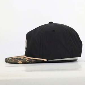 BSCI Wholesale Polyester 5 Panel Unstructured Snapback Cap 256 Rope Embroidery <b>Patch</b> Camo Caps for Outdoor Party Travel Beach - Product Image 3