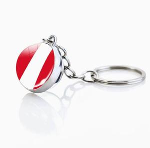 Porte-clés <span class=keywords><strong>et</strong></span> pendentif de sac en verre avec fleur en cristal, motif drapeau du Pérou, souvenir de <span class=keywords><strong>voyage</strong></span> - Product Image 1