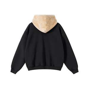 Sudadera con capucha de 500g para hombre, sudadera cálida de tela de felpa compuesta, sudadera con cremallera de calle de gran tamaño para invierno - Product Image 4
