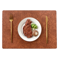 Set de table en PVC imitation cuir, résistant à la chaleur, antidérapant, imperméable, facile à nettoyer, réutilisable, accessoire de cuisine moderne et décoratif