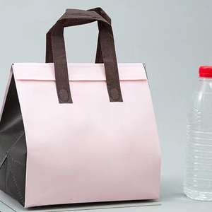 Bolsa Térmica Impermeable para Llevar Comida, Personalizada con Logotipo de Fábrica, Reutilizable, Portátil, de Tela No Tejida, con Aislamiento de Papel de Aluminio Plateado - Product Image 3