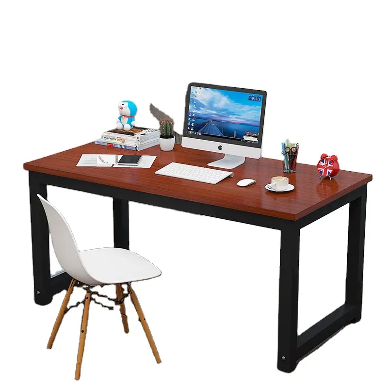 Meja komputer kayu murah terlaris dengan kaki logam meja kantor rumah sederhana