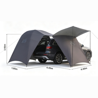 Tente arrière de voiture imperméable, auvent de hayon pour SUV, pare-soleil, abri contre le vent avec poteaux et piquets pour le camping