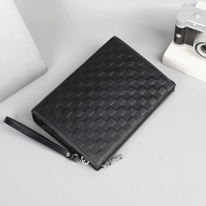 Borsa da uomo di lusso in vera pelle portafoglio <span class=keywords><strong>pochette</strong></span> di alta qualità per uomo con motivo a griglia nera borsa con manico a righe - Product Image 4