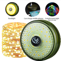 Lanterne de camping LED avec guirlande lumineuse en fil de cuivre de 10 m, diffuseur en forme de diamant, lumière ambrée chaude et colorée, USB, lumière de glamping en plein air