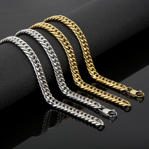 Hot Sale Stainless Steel <b>Titanium</b> Steel Geometric Curb <b>Chain</b> Necklace Silver Polished Hip Hop Jewelry Wholesale - Product Image 4