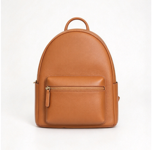 Vintage Minimalist PU <b>Leather</b> <b>Backpack</b> 7 Inch Zip Closure Front Pocket <b>Black</b> Daily Use - Product Image 4
