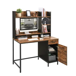 Escritorio de ordenador grande, escritorio de escritura moderno con estantería para PC, portátil, mesa de estudio, estación de trabajo de oficina