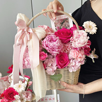 Panier à fleurs tressé fait main pour bouquets DIY, fleurs artificielles en vrac, centres de table et arrangements pour mariages et remises de diplômes, pour mariées