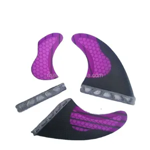 Honeycomb core fiberglass surfboard fins carbon base surf fin single tab G5 fin with carbon strips