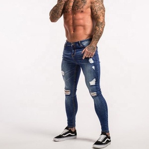 Leggings Personalizados de Cintura Baja y Largo Completo, Jeans Azules para Hombre con Tejido Regular - Product Image 5