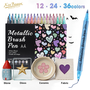 ชุดปากกามาร์คเกอร์ Xin Bowen แบบสองหัว สำหรับงานศิลปะ สีเมทัลลิก อะคริลิก กลิตเตอร์ และสีน้ำ สำหรับวาดภาพและเขียนแบบ - Product Image 1