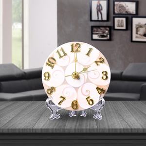 Shell Jade Moonstone Ornemental Comes Stand pour la décoration <span class=keywords><strong>de</strong></span> la maison Mascotte Cristal Artisanat Naturel Labradorite Disque Gravé Horloge - Product Image 3