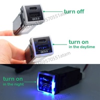 Chargeur rapide PD3.0 Type-C & USB QC3.0 pour Toyota Land Cruiser Prado 150 Series Rav4 Camry Hiace Corolla
