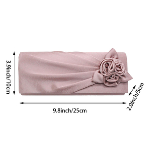 Pochette de soirée plissée en satin à motif floral pour femme – Sac à main chic et souple, idéal pour robe de mariée, robe de bal ou tenue de soirée - Product Image 5