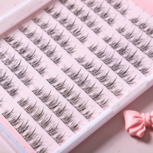 Kit d'extension de cils <span class=keywords><strong>Manga</strong></span> effet naturel 8-18mm, kit de cils en grappe synthétiques réutilisables DIY avec colle, fixateur et dissolvant - Product Image 3