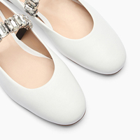 Chaussures plates à bout rond personnalisées avec sangle ornée de cristaux, vente en gros, grandes tailles, ballerines scintillantes pour mariage