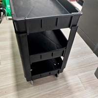 Carrito de Servicio Plegable Práctico, Resistente, Industrial, para Almacén, con 3 Niveles de Estantes de PP, Cuatro Ruedas Giratorias, Mango de Empuje Manual, OEM