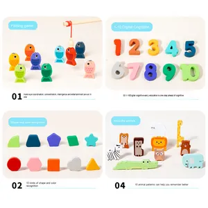 Jeu de blocs de construction de développement de l'intelligence éducative précoce pour enfants bébé numéro forme 4-en-1 pêche jouets éducatifs - Product Image 4