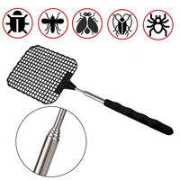 Raquette à mouches télescopique manuelle en plastique robuste avec manche rétractable en acier inoxydable