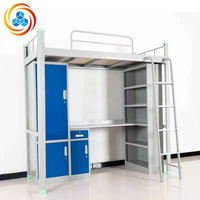 Lit superposé moderne en fer YiCun pour adultes avec armoire intégrée, idéal pour appartement étudiant, mobilier de dortoir en métal