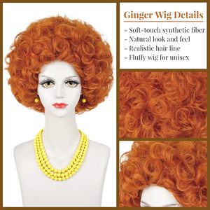 Peluca <span class=keywords><strong>de</strong></span> Disfraz <span class=keywords><strong>de</strong></span> Mrs RP Personalizada al por Mayor, Peluca Corta Rizada Naranja Afro, Peluca <span class=keywords><strong>de</strong></span> Pelo Sintético Rojizo Jengibre, Unisex, para Fiesta <span class=keywords><strong>de</strong></span> Halloween - Product Image 2