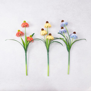 Fleurs artificielles en soie d'échinacée style cryptographique, branche unique, pour mariages, jardins, clôtures, aménagements paysagers, chambre nuptiale - Product Image 3