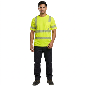 Men's High Visibility Class 2 Reflective Waterproof LED <b>Flash</b> Short Sleeve <b>T</b>-<b>Shirt</b> 100% Polyester Mesh Customizable Color - Product Image 1