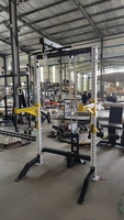 Rack de squat compact pour salle de sport avec lat pulldown, combinaison professionnelle de traction haute-basse et rack de développé couché