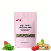 Thé OEM Équilibrant Hormonal pour le Soutien Menstruel, 100% Feuilles de Framboisier Rouge, Ortie et Gingembre, Boîte de 10 oz, Thé en Sachets pour la Santé