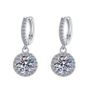 Husky <span class=keywords><strong>precio</strong></span> de fábrica joyería fina 1CT * 2 redondo moda boda S925 pendientes de plata esterlina VVS1 Moissanite-GRA pendiente de aro - Product Image 1