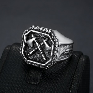 Anillo Vikingo Impermeable con Hacha de Batalla, Amuleto de Protección Nórdico Escandinavo, Joyería Vintage para Hombre, Acero Inoxidable Auténtico - Product Image 2