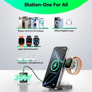 Joyroom ที่ชาร์จไร้สายแบบแม่เหล็ก3 in 1สำหรับ <span class=keywords><strong>iPhone</strong></span>/airpods/Apple <span class=keywords><strong>Watch</strong></span> พับได้15W สถานีชาร์จเร็ว-สีดำ - Product Image 6