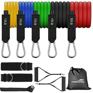 Pilates Exercise Elastic Yoga Training 11 Pcs Carrying Case Resistance Band Set