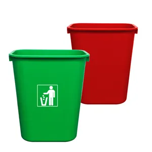 سلة قمامة بلاستيكية مخصصة بشعار من شركة OEM قابلة لإعادة التدوير خارجية مستطيلة الشكل ثابتة مع غطاء للتخزين في الفنادق هيكل ثابت للاستخدام