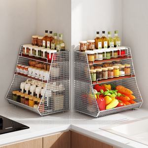 ชั้นวางของในครัวสไตล์วินเทจ แบบตั้งโต๊ะ มุมห้อง สามชั้น ทำจากไม้ อเนกประสงค์ สำหรับเก็บเครื่องเทศ ผัก <span class=keywords><strong>ผล</strong></span><span class=keywords><strong>ไม้</strong></span> - Product Image 1