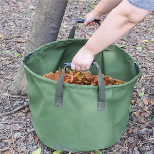 Sac à feuilles de jardin en toile imperméable vert 16 oz pour déchets de jardin et usage extérieur - Product Image 1