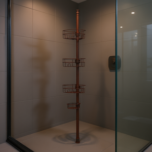 Estante de esquina para ducha de 39 a 125 pulgadas de alto, 4 niveles, a prueba de óxido, con barra de tensión, estantería de metal para baño, montaje en esquina - Product Image 2